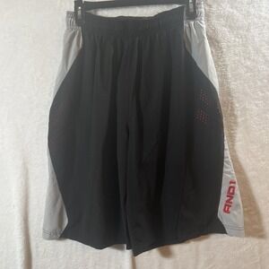 AND1 Mens Black Gray Drawstring Waist High Rise Athletic Shorts Size Medium